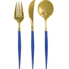 Blue & Gold Bella Assorted Plastic Cutlery/36pc, Service for 12-Sophistiplate Fashion