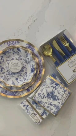 Blue & Gold Bella Assorted Plastic Cutlery/36pc, Service for 12-Sophistiplate Fashion