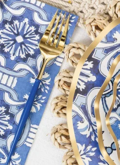 Blue & Gold Bella Assorted Plastic Cutlery/36pc, Service for 12-Sophistiplate Fashion