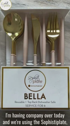 Blush & Gold Bella Assorted Plastic Cutlery/24pc, Service for 8-Sophistiplate Discount