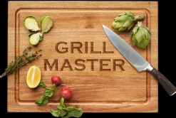 Carv'd Acacia Carving Board w/ 13" Chef's Knife | Grill Master | 15 x 20"-Maple Fashion