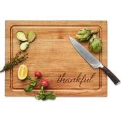 Carv'd Chef Knife & Board Acacia Wood | Thankful | 18 x 12"-Maple Discount
