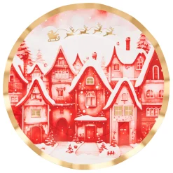 Christmas Village Wavy Paper Dinner Plate/8pk-Sophistiplate New