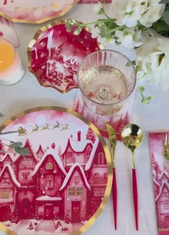 Christmas Village Wavy Paper Dinner Plate/8pk-Sophistiplate New