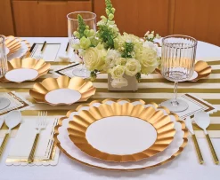 Dinner Plate Gold & White/8 pkg-Sophistiplate Clearance