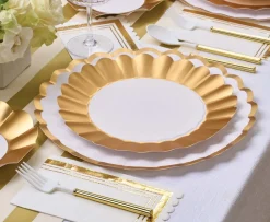 Dinner Plate Gold & White/8 pkg-Sophistiplate Clearance