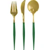 Emerald & Gold Bella Assorted Plastic Cutlery/36pc, Service for 12-Sophistiplate New