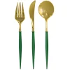 Emerald & Gold Bella Assorted Plastic Cutlery/24pc, Service for 8-Sophistiplate Fashion