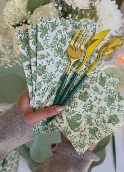 Emerald & Gold Bella Assorted Plastic Cutlery/24pc, Service for 8-Sophistiplate Fashion