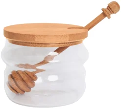 Glass Honey Jar & Dipper With Birch Wood | 250 ml-Sophistiplate Sale
