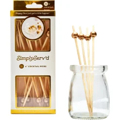 Gold 6 Inch Wood Party Pick/30pk - Gift Box-Simply Serv'd Discount