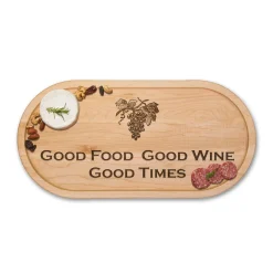 Good Food Good Wine Good Times - Oval Wood Cutting & Cheeseboard 20 x 9"-Maple Outlet