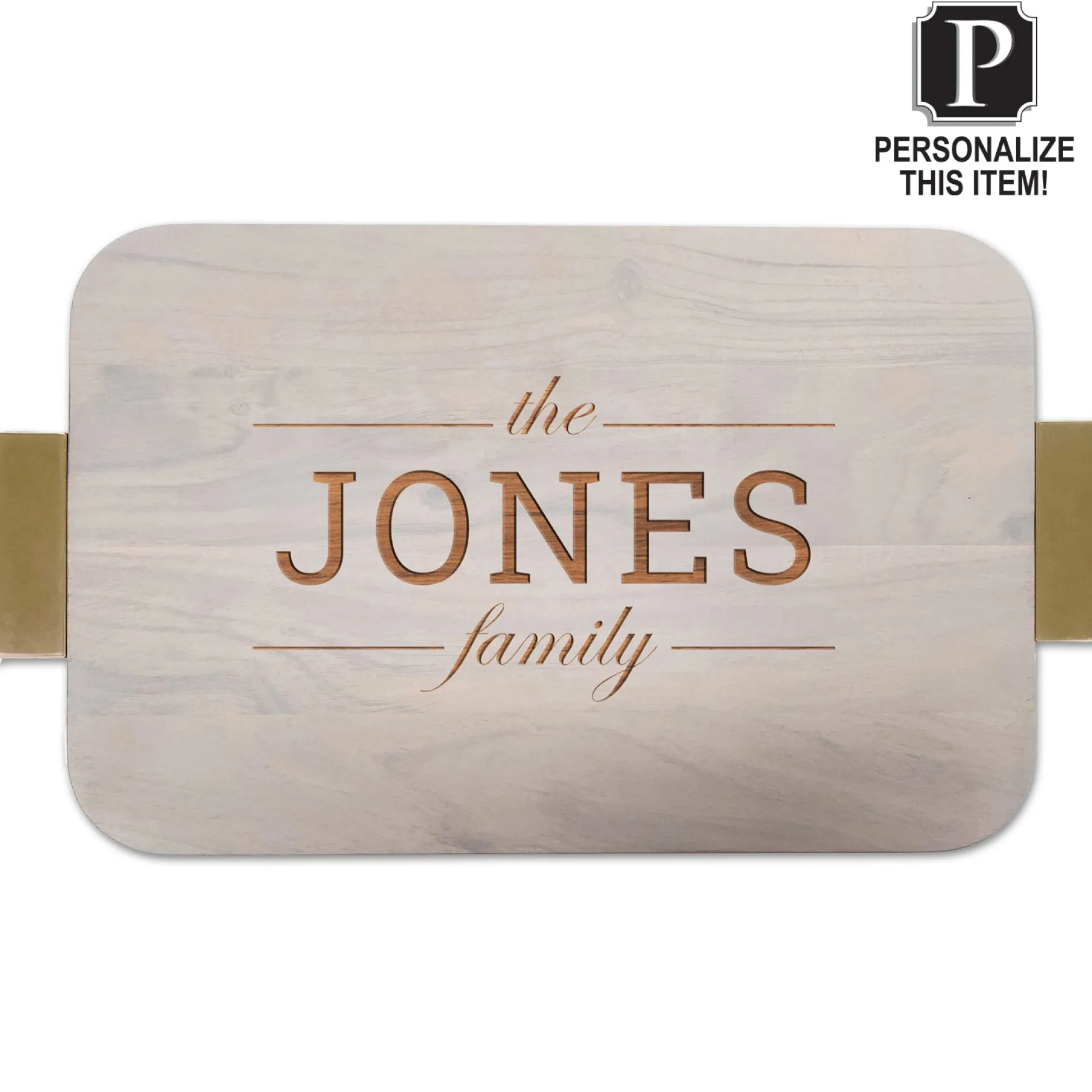 Gray Acacia Wood Cutting | Personalized | 18 x 12"-Maple New