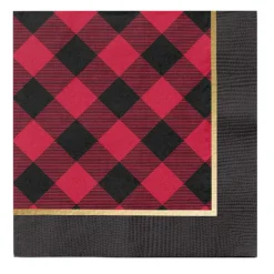 Holiday Buffalo Check Paper Cocktail Napkin/20pk-Sophistiplate Online