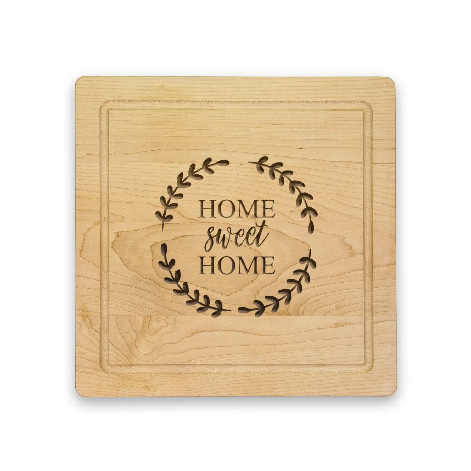 Home Sweet Home - Wood Cheeseboard 12 x 12"-Maple Clearance