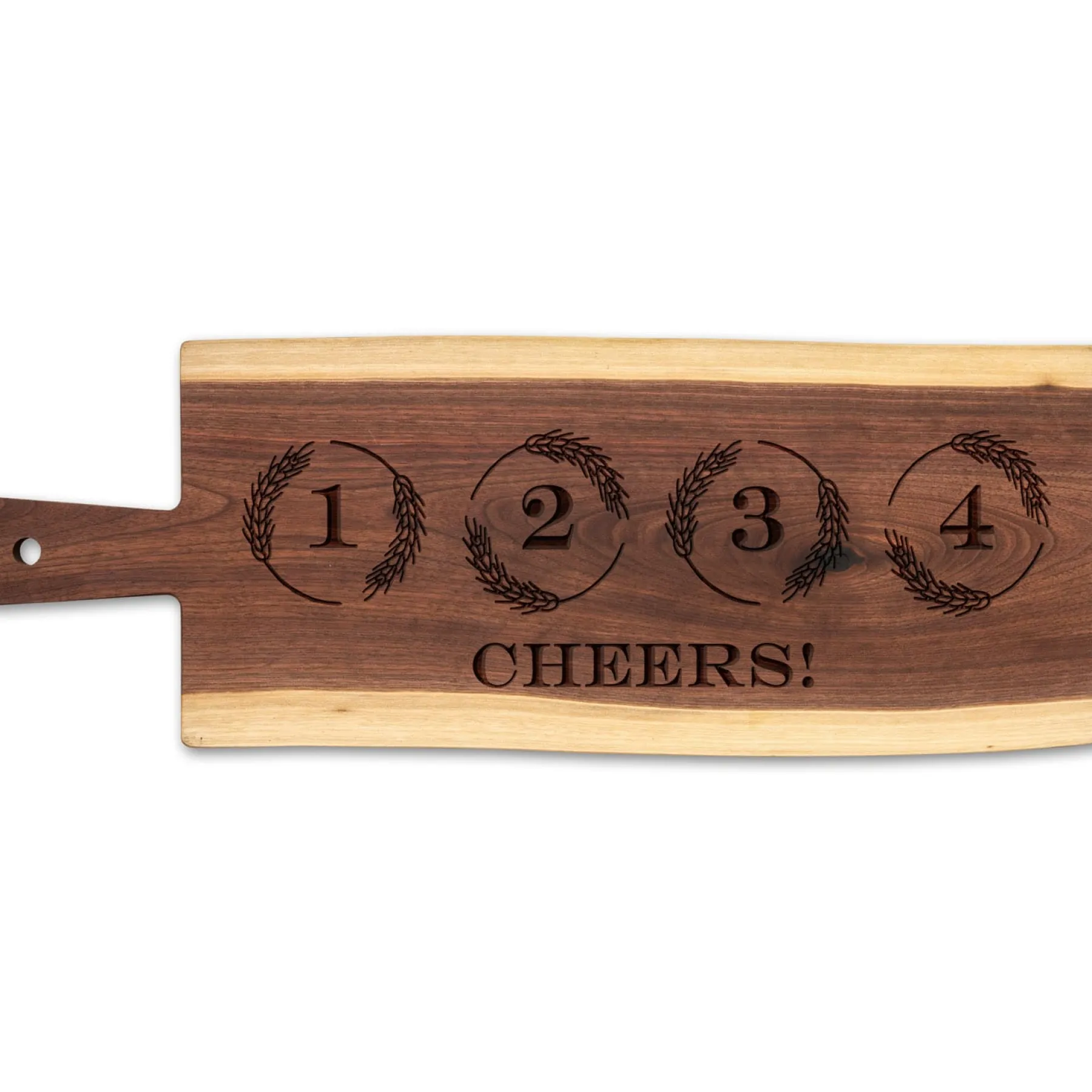 Live Edge Walnut Single Handle Charcuterie Board | Beer Flight | 20" x 6"-Maple Outlet