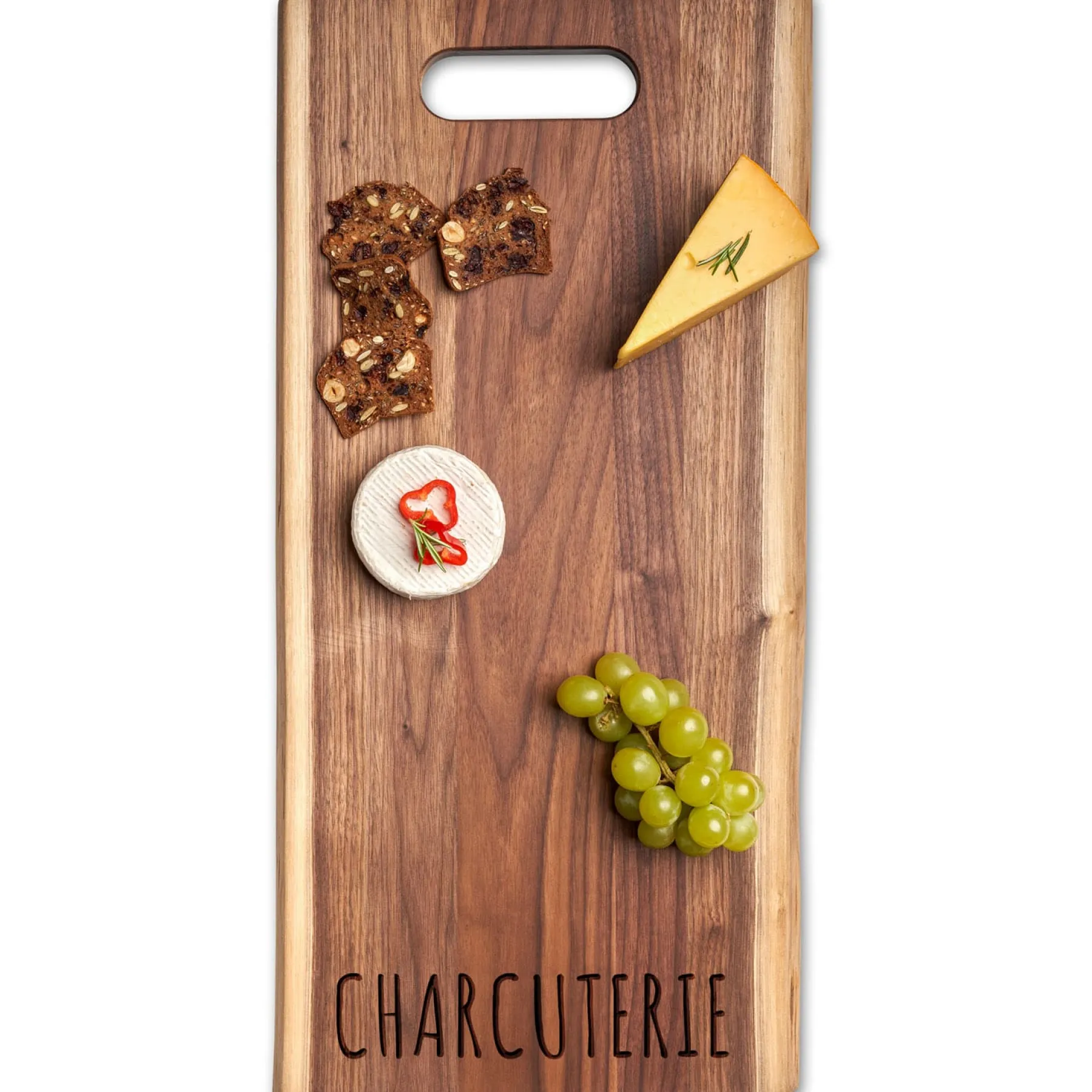 Live Edge Walnut Single Handle Charcuterie Board | Charcuterie B | 24" x 12"-Maple Outlet
