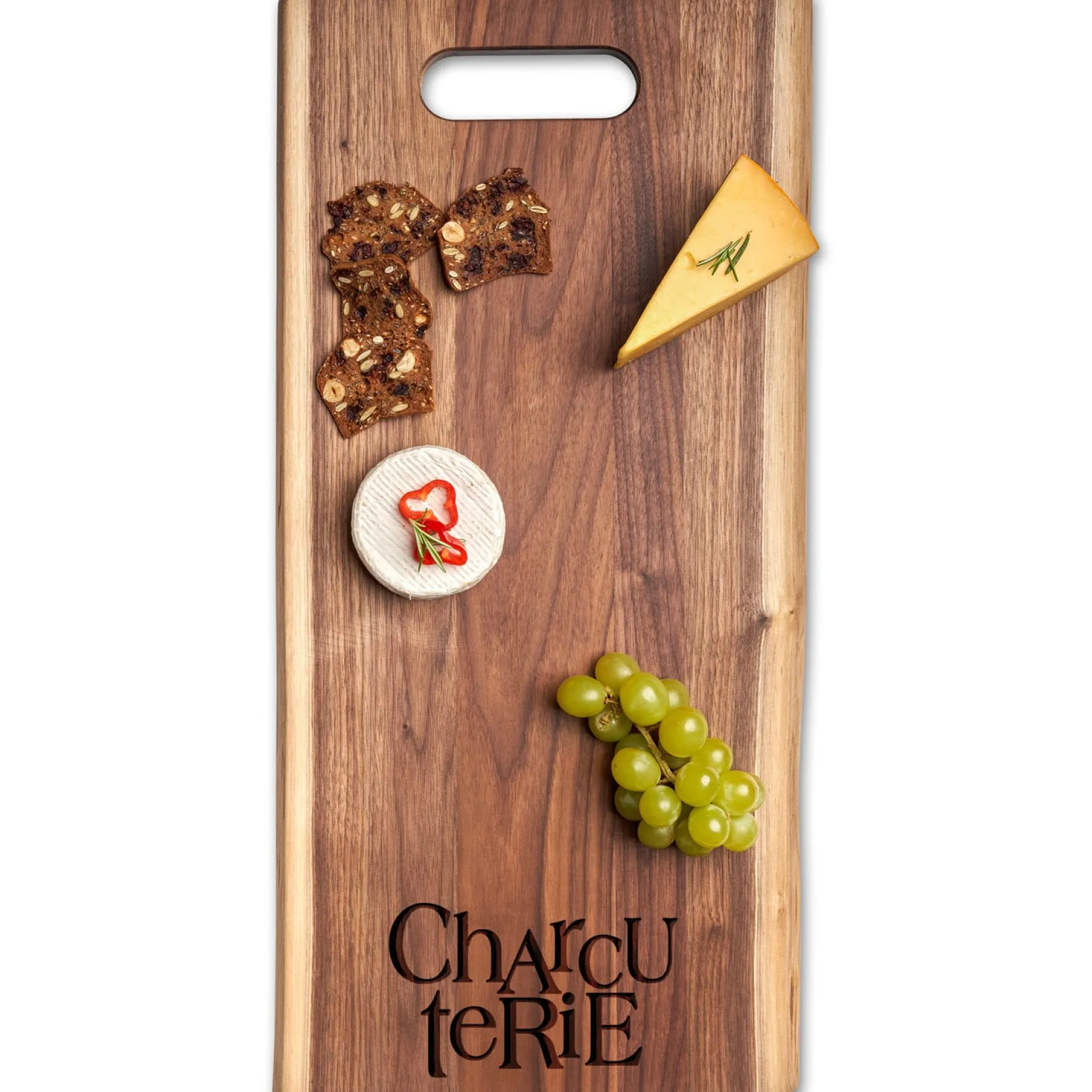 Live Edge Walnut Single Handle Charcuterie Board | Charcuterie A | 24" x 12"-Maple Clearance