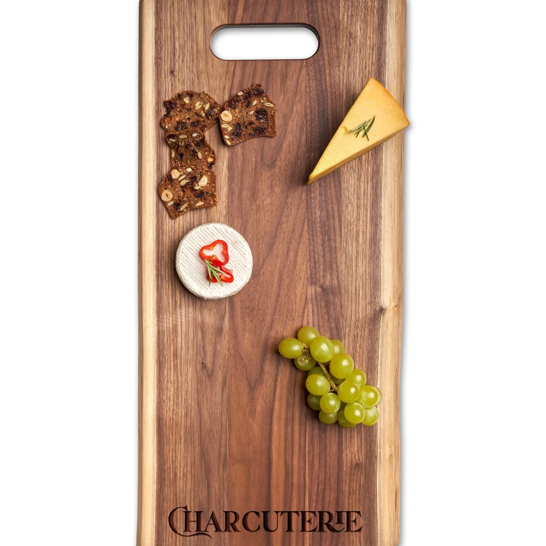 Live Edge Walnut Single Handle Charcuterie Board | Parisian Charcuterie | 24" x 12"-Maple Outlet