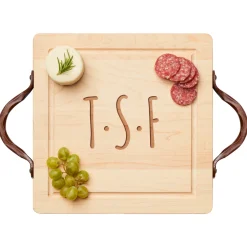 Wood Cutting & Cheeseboard Square | Traditional Handles | Personalize | 12 x 12"-Maple Outlet