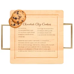 Wood Cutting & Cheeseboard Square | Gold Handles | Recipe Board | 12 x 12"-Maple New