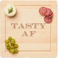 Wood Cutting & Cheeseboard Square | Tasty AF | 12 x 12"-Maple Sale