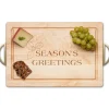 Wood Cutting & Cheeseboard with Open Half Circle Gold Handles | Season's Greetings | 18 x 12"-Maple Best