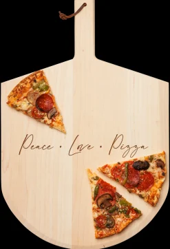 Wood Pizza Peel | Peace, Love, Pizza | 14 x 21"-Maple Hot