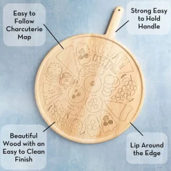 Meg Quinn Charcuterie Map Board | Round w/ Handle | 22" x 17"-Sophistiplate Outlet