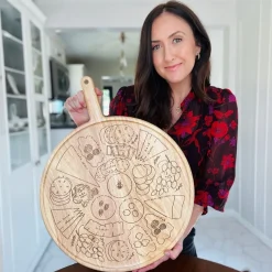 Meg Quinn Charcuterie Map Board | Round w/ Handle | 22" x 17"-Sophistiplate Outlet