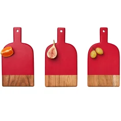 Mini Bevel Boards - Set of 3 with Ribbon | Red | 8 x 4.25"-Maple Outlet