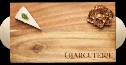 Modern Acacia Rectangle w/ Half Circle Gold Handles | Parisian Charcuterie | 14 x 8"-Maple Sale