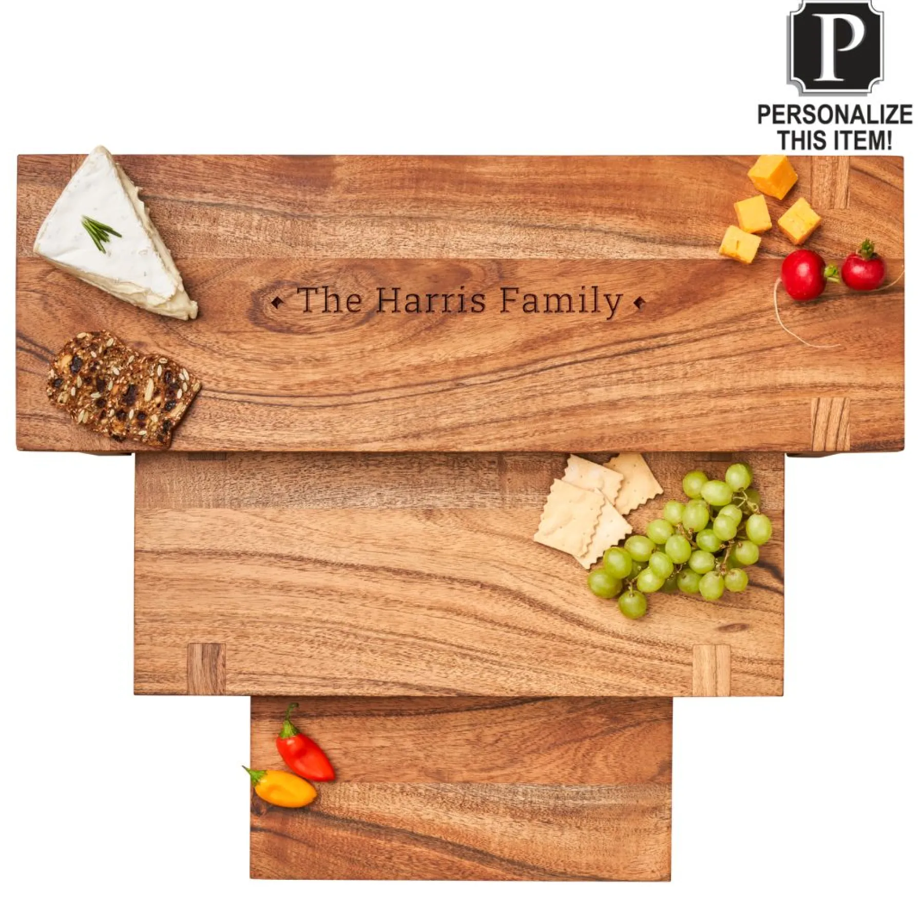 Modern Set of Acacia Nesting Boards | Personalize | 24"-Maple Discount