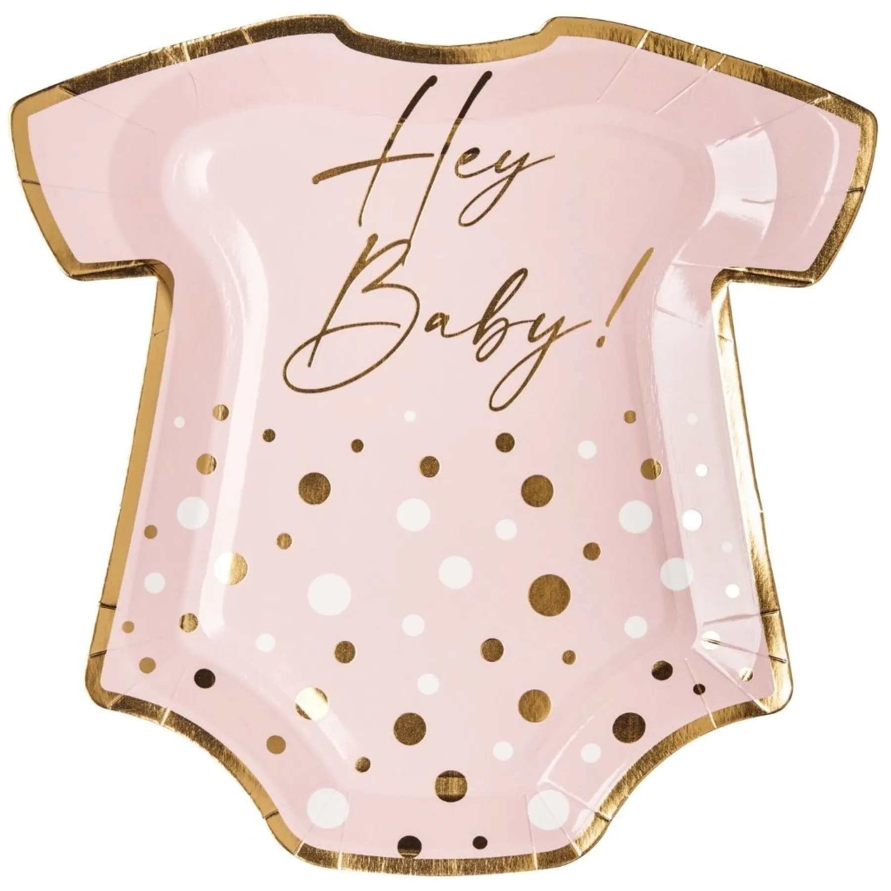 Onesie Die Cut Salad Plate Hey Baby Pink - 8pkg-Sugarplum Outlet