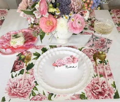 Peonies in Bloom Placemat - Pad of 18 Sheets-Hester u0026 Cook Clearance