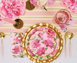 Peony Salad Plate Pink Peonies - 8pkg-Sophistiplate Discount