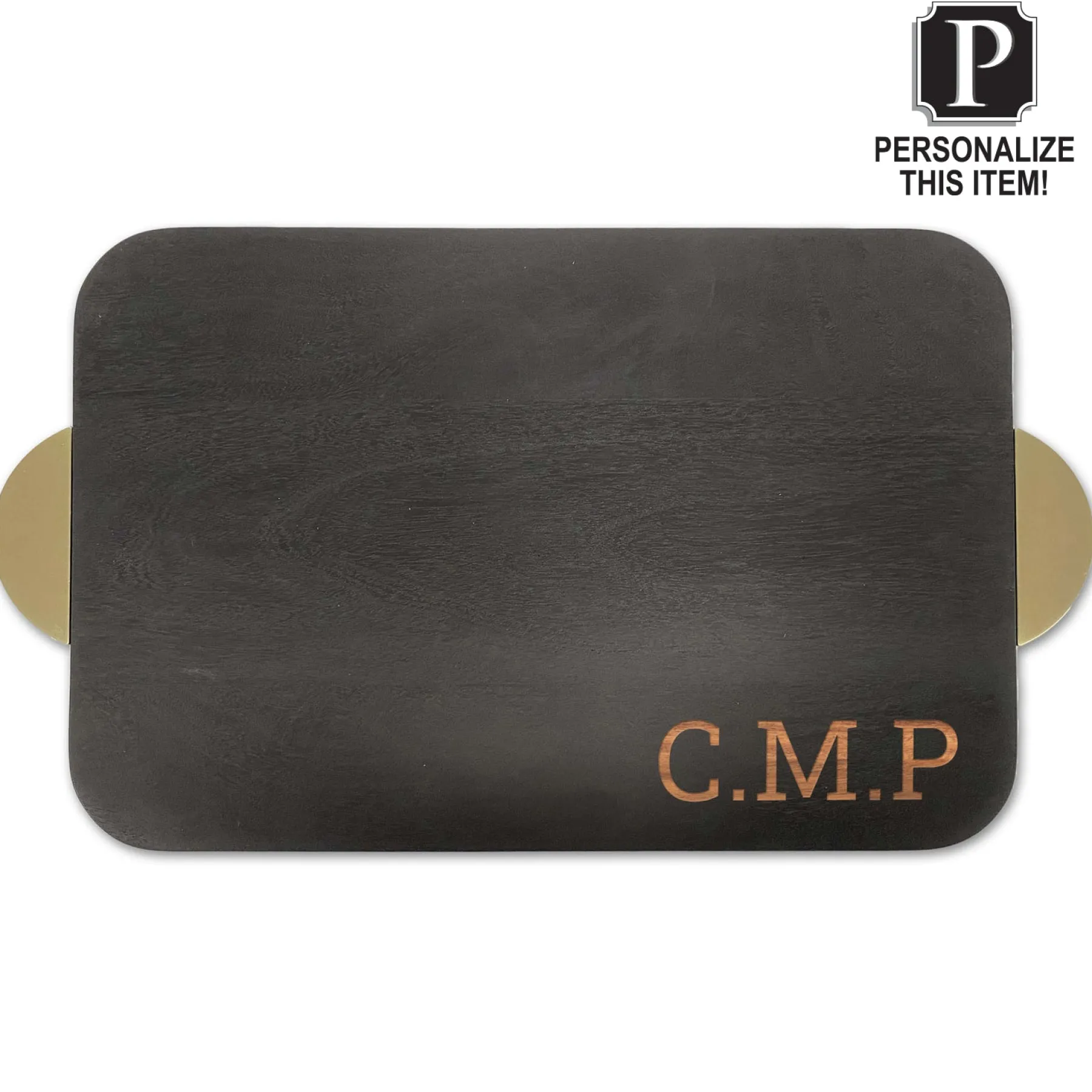 Personalized Black Acacia Wood Cutting + Cheeseboard | 18 x 12"-Maple Outlet