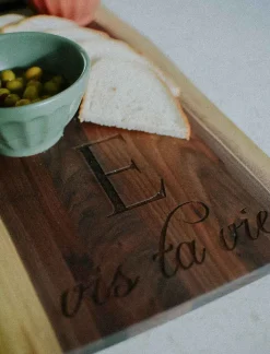 Personalized Live Edge Walnut Single Handle Charcuterie Board - 24" x 12"-Maple Hot