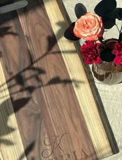 Personalized Live Edge Walnut Single Handle Charcuterie Board - 24" x 12"-Maple Hot
