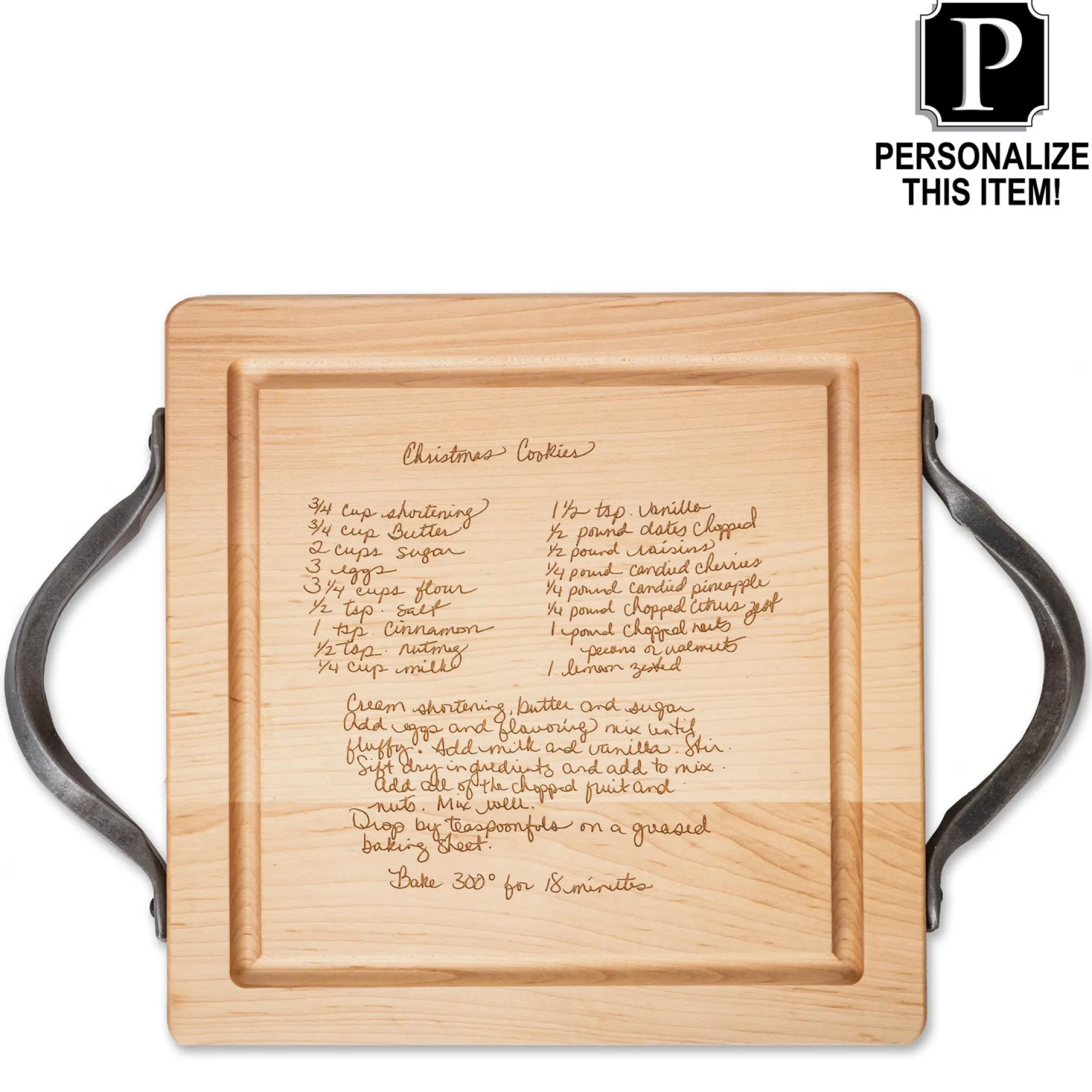 Personalized Wood Cutting + Cheeseboard 12" x 12"-Maple Clearance
