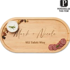 Personalized Wood Cutting + Cheeseboard 20 x 9" Oval-Maple Sale