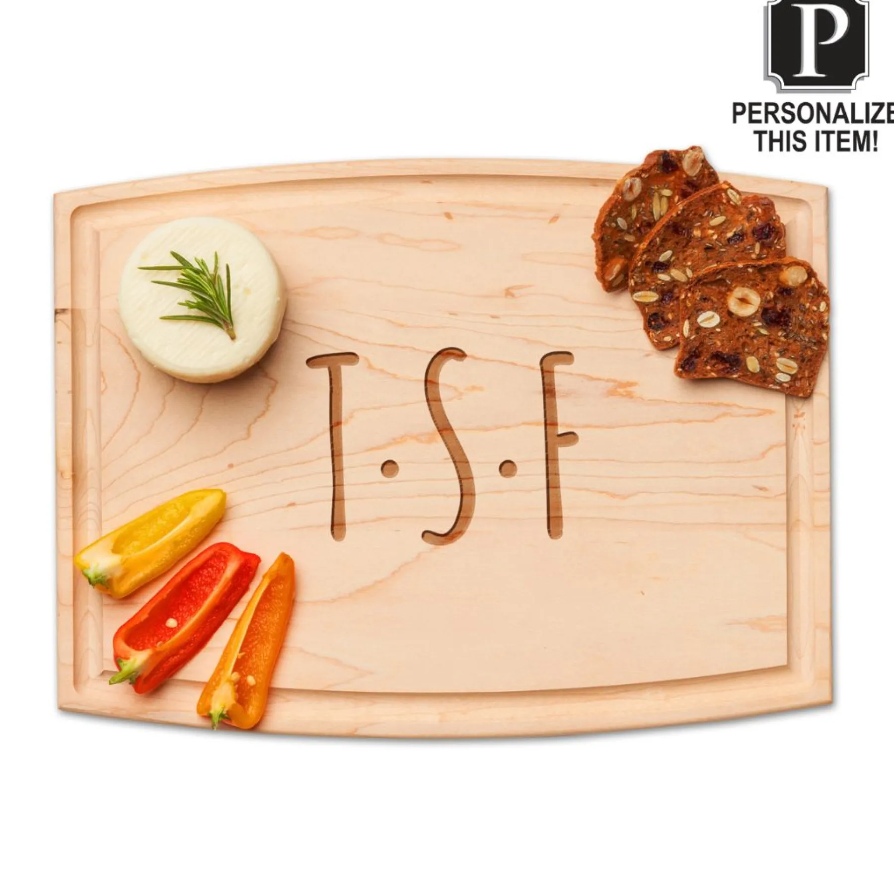 Personalized Wood Cutting + Cheeseboard 12 x 9"-Maple Outlet