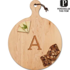 Personalized Wood Cutting + Cheeseboard Round Artisan 16 x 12"-Maple Clearance