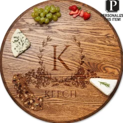 Personalized Oak Wood Round Lazy Susan | Espresso | Various Sizes-Maple Fashion