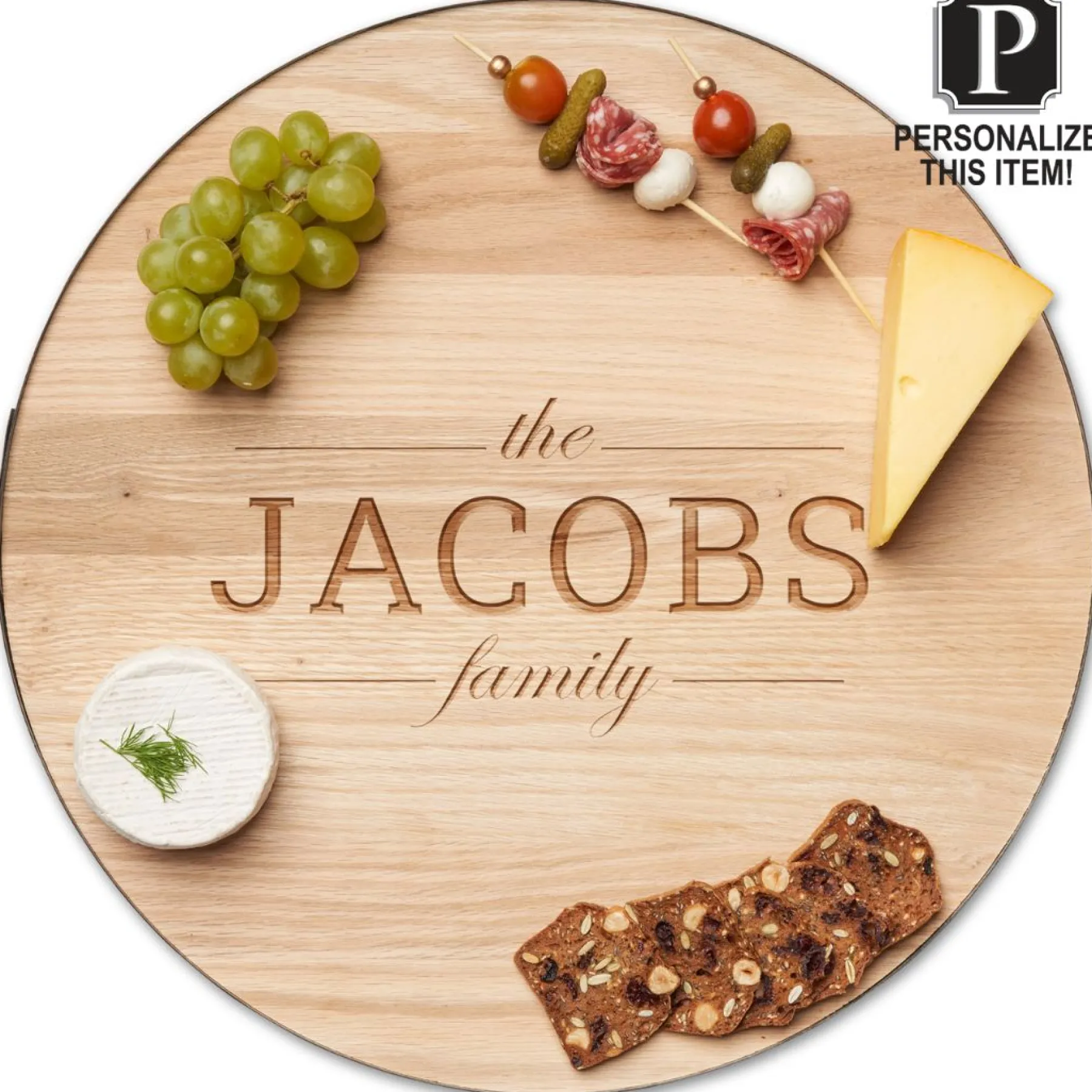 Personalized Oak Wood Round 18" Wine Lazy Susan-Maple Best