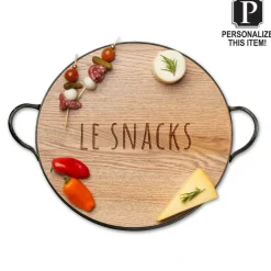 Personalized Oak Wood Round Tray-Maple Hot