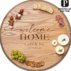 Personalized Oak Wood Round Lazy Susan | Weathered Oak | Various Sizes-Maple Discount