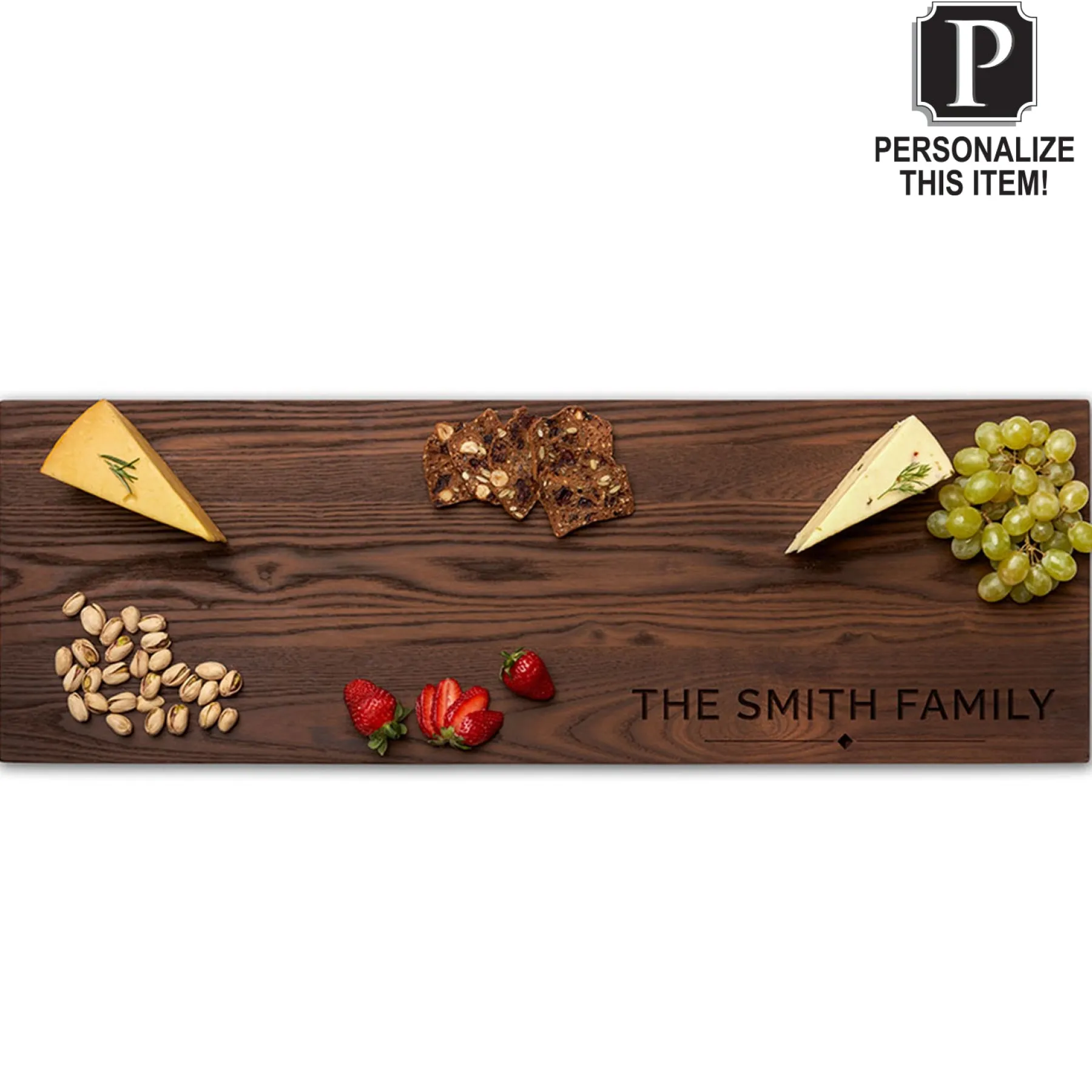 Personalized Thermal Ash Plank | The Smith Family | Cheese & Charcuterie Board 30 x 10"-Maple Discount