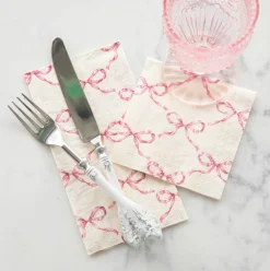 Pink Bow Lattice Guest Napkin - Pack of 16-Hester u0026 Cook Sale