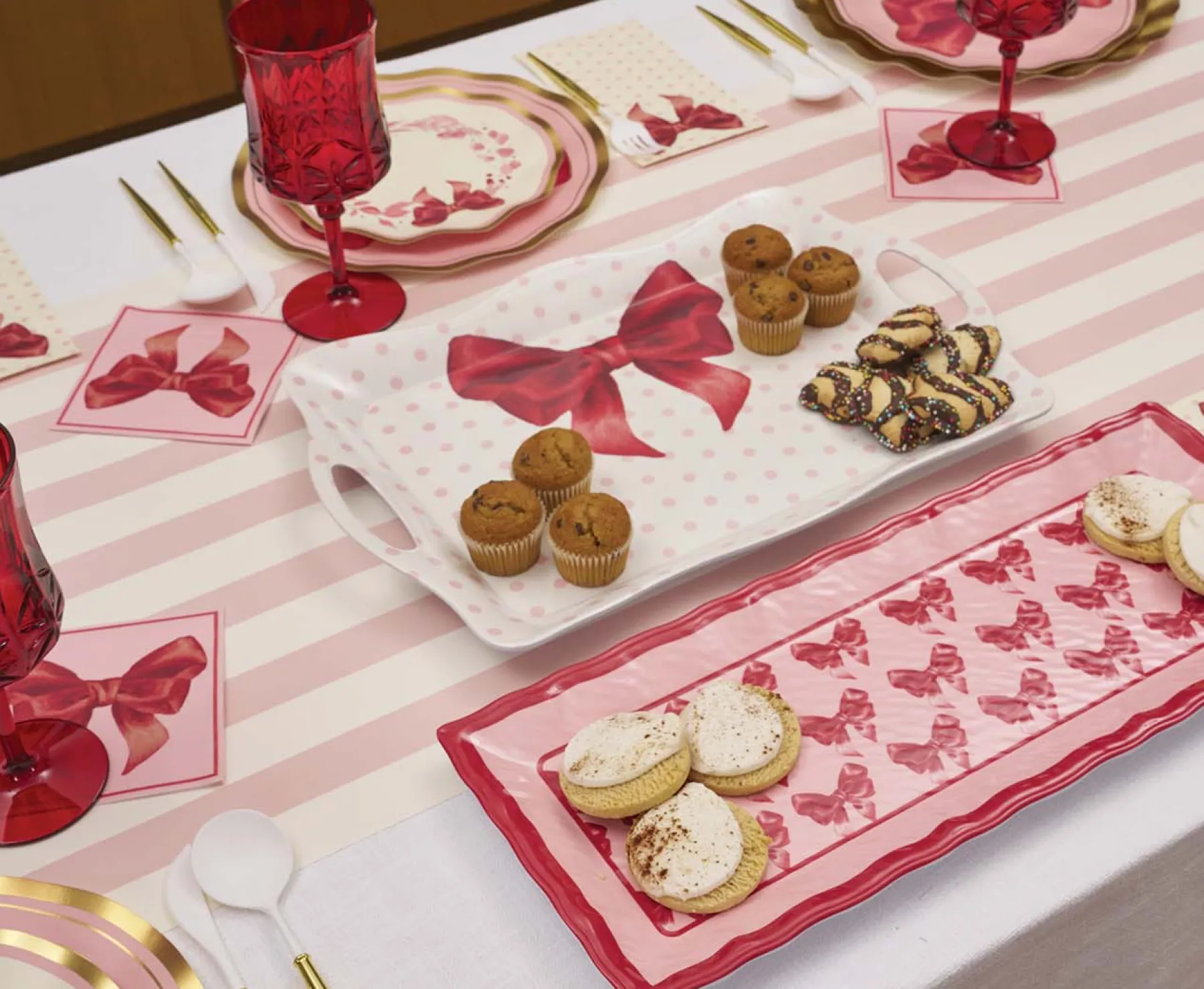 Pink Bows Melamine Serving Platter-Sophistiplate Sale